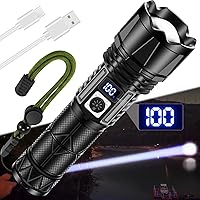 Rechargeable LED Flashlight 1000000 Lumen, Super Bright Flashlight with Digital Power Display and Zoomble, Flashlights High Lumens Rechargeable for Camping, Outdoor