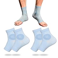 2Pairs Neuropathy Socks Ankle Compression Sleeve for Neuropathy Pain Women Men Neuropathy Ankle Sleeves for Arch Support and Foot Pain Light Blue L