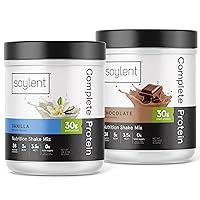 Bundle of Soylent Complete Protein Powder, 30g Protein Shake for Muscle Growth and Recovery, Zero Sugar, Gluten Free, Vegan - Vanilla & Chocolate (Two 1.25LBs Tubs)