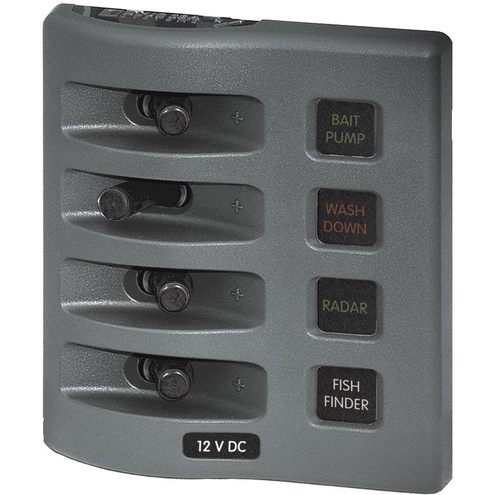 Blue Sea 4304 WeatherDeck Water Resistant Fuse Panel - 4 Position - Grey consumer electronics
