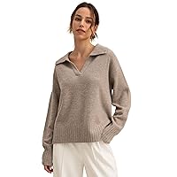 LilySilk Women's Polo Sweater 100% Merino Wool Oversized Basic Pullover Sweatshirt for Fall Winter