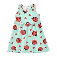 Colorful Animal Cute Ladybug Girl Dress Sleeveless Toddler Girl Outfits Fashion Girl Clothes Size 2t-8Y