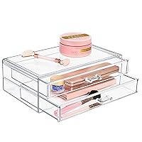 Sorbus Stackable Acrylic Drawers - 2 Clear Storage Drawers for Organizing Make up Palettes, Nail Polish, Hair Accessories, Cosmetics & Beauty Supplies - Makeup Organizer for Vanity, Bathroom Organizer