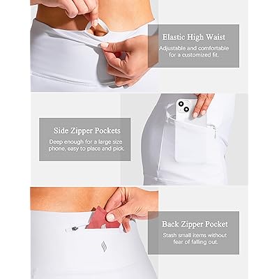 SANTINY 19 Golf Skorts Skirts for Women Zipper Pockets Knee Length Skort  Women's High Waist Athletic Tennis Skirt
