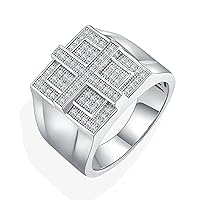 Luxury Men’s Cross Rings With Full Moissanite Sterling Silver/10K/14K/18K Gold Cross Full Moissanite Rings for Men D Color VVS1 Cross Moissanite Jewelry Gift for Him Boyfriend/Husband/Father/Grandfather