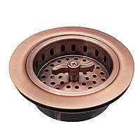 Westbrass R213-11 Wing Nut Style Large Kitchen Basket Strainer, Antique Copper