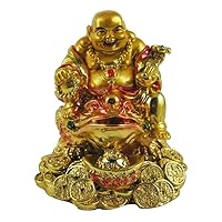 feng Shui Laughing Buddha on Money Frog for Health, Wealth and Happiness(8 X 6 X 4 cm)