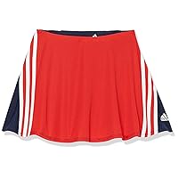 adidas Girls' 3-Stripe Flounce Knit Skorts Tennis Skirt, Vivid Red, 4