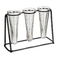 Bloomingville Metal Stand with 3 Tests Tube, Multicolor Vase, Black