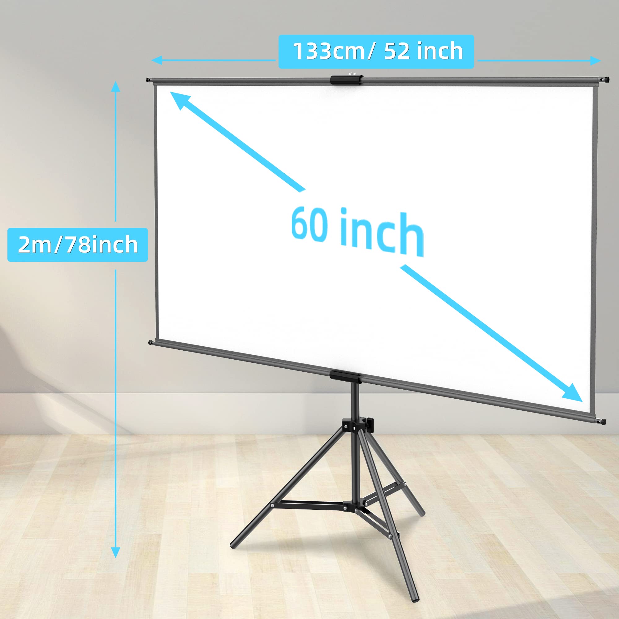 Small Portable Projector Screen Tripod Stand lejiada Mobile Projection Screen, Lightweight Carry & Durable Easy Adjustablle for Schools Meeting Conference Indoor Outdoor Use,