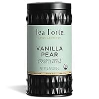 Tea Forte Vanilla Pear Organic White Tea, Loose Tea Canister Makes 35-50 Cups, Lotus Organic White Tea, 2.46 Ounces