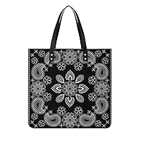 Black and White Bandana Print Printed Tote Bag for Women Fashion Handbag with Top Handles Shopping Bags for Work Travel