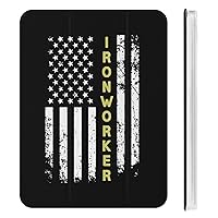 Ironworker American Flag Protective Case with Pencil Holder Kickstand Compatible with iPad Mini4 iPad Mini5 iPad Mini6 Slim Case Mini4/5（7.9in）
