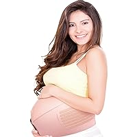 Maternity Belt for Back Support During Pregnancy, Breathable Cotton and Spandex, One-Size-Fits-All, Nude, Hand Washable Maternity Belly Belt