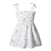Toddler Girls Summer Dresses Floral Ruffle Sleeve Casual Sundress Sleeveless A-Line Playwear Dress 2 to 8 Years Old