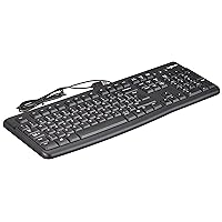 Logitech K120 Business Wired Keyboard for Windows and Linux, USB port, Silent Touch, rugged, splash-proof, keyboard stand, UK QWERTY layout - Black