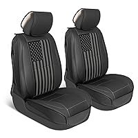 Flag Car/Truck Seat Covers US B/W Flag Edition Faux Leather Black & Dark Gray Seat Covers for Car Black American Flag on Cushioned Seat Protectors for Automotive Accessories Trucks SUV Car