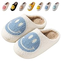 Smile Face Slippers for Women Retro Soft Plush Warm Slip-on Slippers, Happy face slippers Cozy Indoor Outdoor Slippers