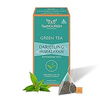 TeaNOURISH Darjeeling Himalayan Green Tea | 20 Count Pyramid Tea Bags | Whole Leaves | Relaxing & Stress Relief Tea | Immune Support