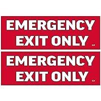 Rogue River Tactical 2 Pack Emergency Exit Only Red Sticker Set Sign Warning 9x3 Inch Vinyl Decal Indoor Outdoor Window Door Business Retail Store
