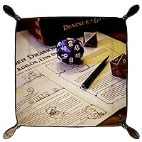 Microfiber Leather Dice Trays Holder for Dice Games Like RPG DND, Dungeons Dragons Game Dice Holder Storage Box Portable Folding Rolling Dice Tray, 16x16cm