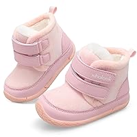 XIHALOOK Toddler Boys Girls Winter Boots Cold Weather Kids Warm Faux Fur Shoes with Two Hook and Loop