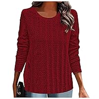 Women's Christmas Shirt Casual Loose Round Neck Solid Long Sleeve T-Shirt Top Sweater Blouses, S-2XL