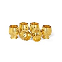 100% Pure Bronze with Silver Coated Motiya Glass Set of 6 Glass