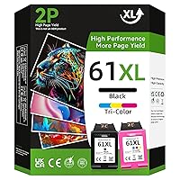 61XL Ink Cartridge Combo Pack Replacement for HP Ink 61 HP61XL HP 61 High Yield Fit for Envy 4500 5530 4502 5535 for Officejet 2620 4630 for DeskJet 1050 1510 2050 2510 2540 3050 Printer (2-Pack)