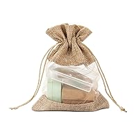 JaneOft 5x7 Inches 10PCS Drawstring Gift Bags, Burlap Bags See Through Window