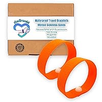 Waterproof Motion Sickness Anti-Nausea Wristbands-Set of 2 Acupressure Bracelets for Vertigo, Morning Sickness, Carsickness and Travel Stress-Natural Healing (XLarge 9, Orange)