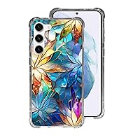 Cell Phone Case for Galaxy s21 s22 s23 Standard Plus + Ultra Flower Pattern Protective Clear Rubber Bumper Floral Print Stained Glass Mosaic Style Design Slim Cover