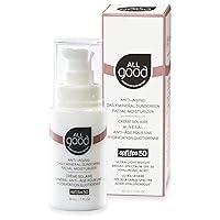 All Good Anti-Aging Daily Mineral Sunscreen Face Moisturizer with SPF 50 Protection | w/Hyaluronic Acid, Niacinamide, Calendula Extract | Hydrating Facial Lotion w/Broad Spectrum Protection - 1oz