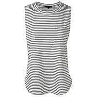 Women's Striped Fashion Tank Top with Chest Pocket