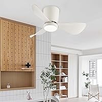 Ceiling Fans with Lamps,Modern Small Ceiling Fans with Lights and Remote Led Dimmable Ceiling Fan with Lighting Quiet Dc 6 Speed Reversible Ceiling Fans with Lamps for Bedroom Kitchen/White