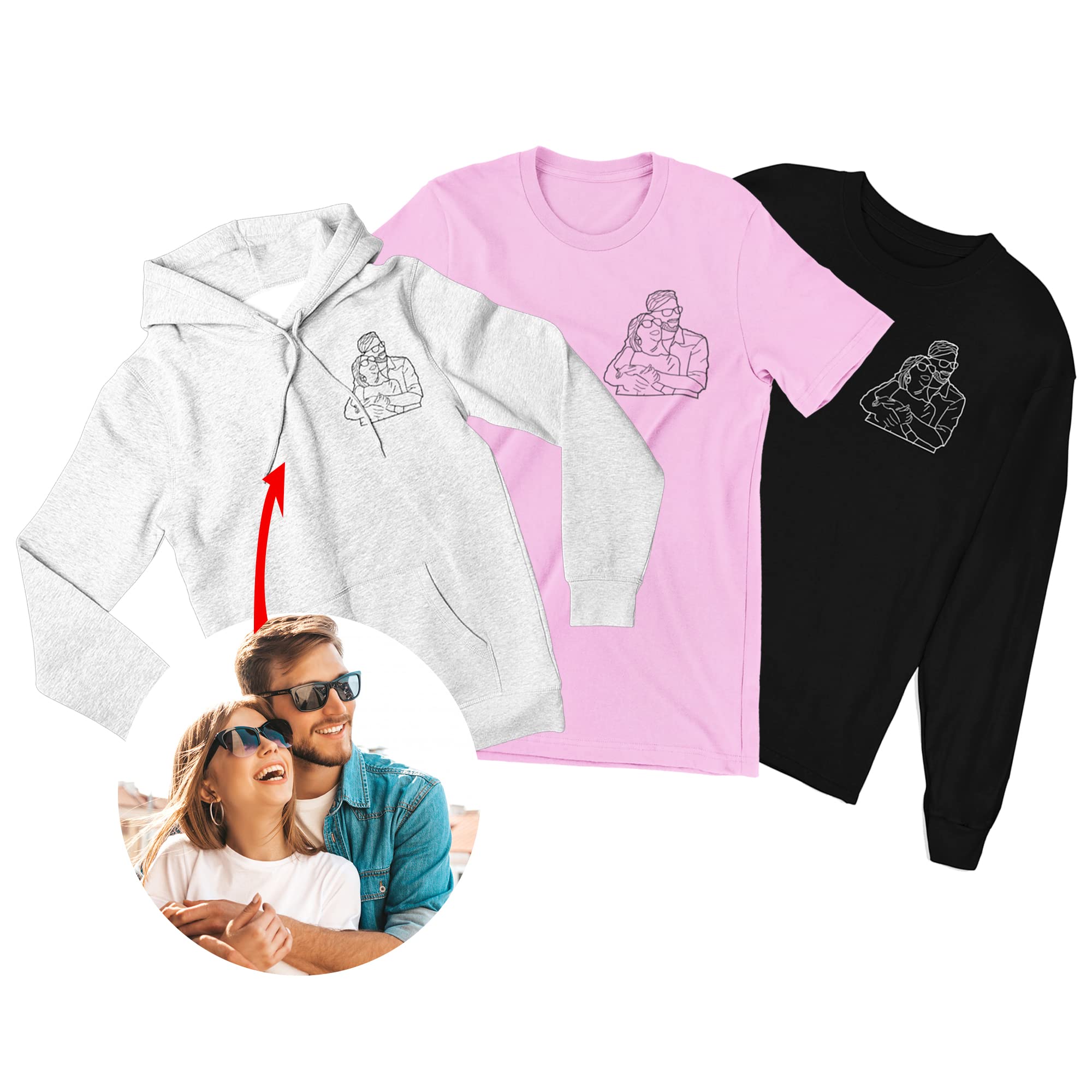 FAMIHEART Custom Hoodies Design Your Own, T-shirts Portrait From Photo, Boyfriend Valentines Day Customized Gifts For Boyfriend, Men, , Hoodie, Sweatshirt Christmas