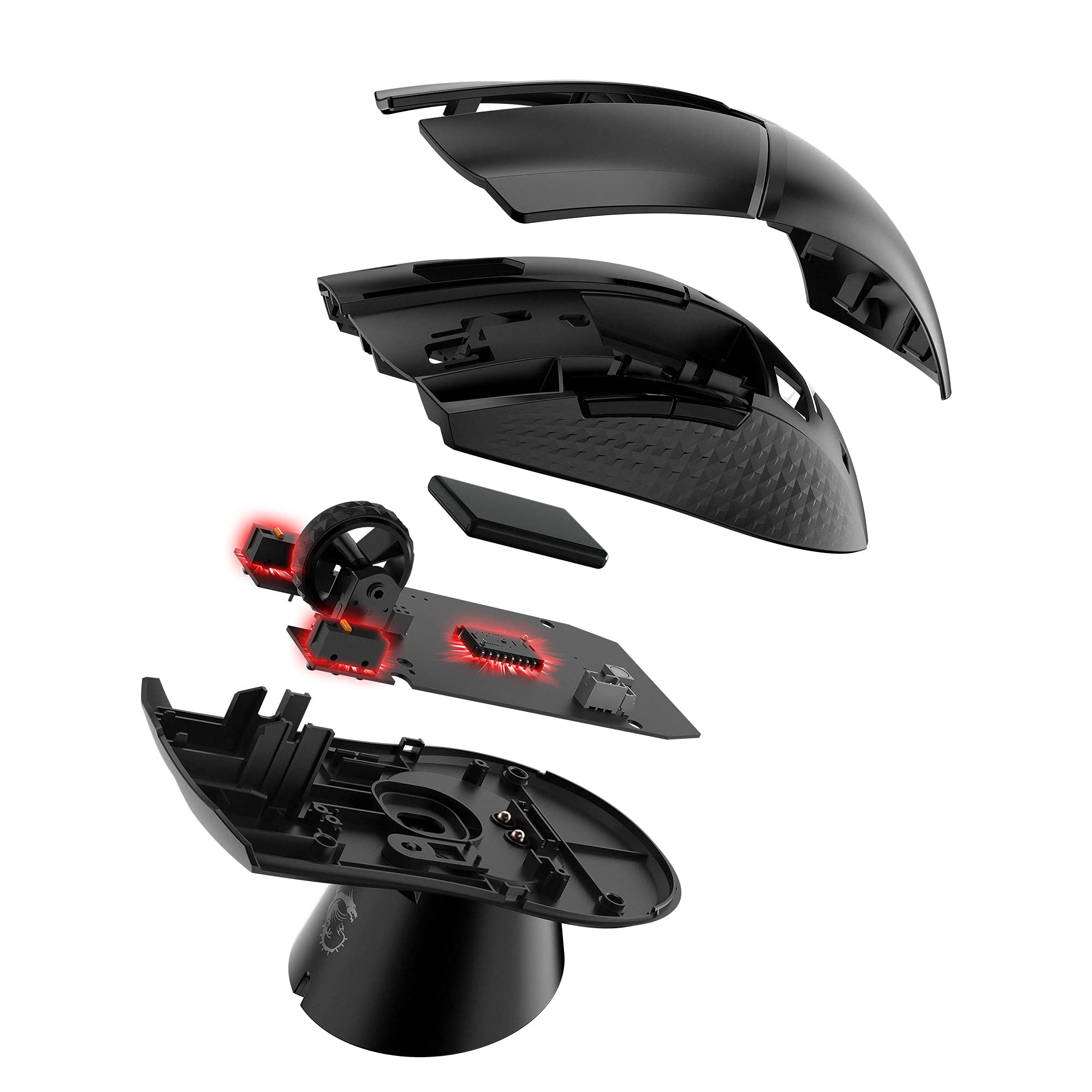 MSI Clutch GM41 Lightweight Wireless Gaming Mouse & Charging Dock, 20,000 DPI, 60M Omron Switches, Fast-Charging 80Hr Battery, RGB Mystic Light, 6 Programmable Buttons, PC/Mac