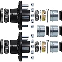 2 Sets Trailer Hub Kit 5 Bolt 4.5, Trailer Axle Kit for 3500 lb 5 Lug Trailer Hub with Extra Dust Cap and Rubber Plug