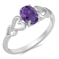 CHOOSE YOUR COLOR Sterling Silver Oval Heart Ring