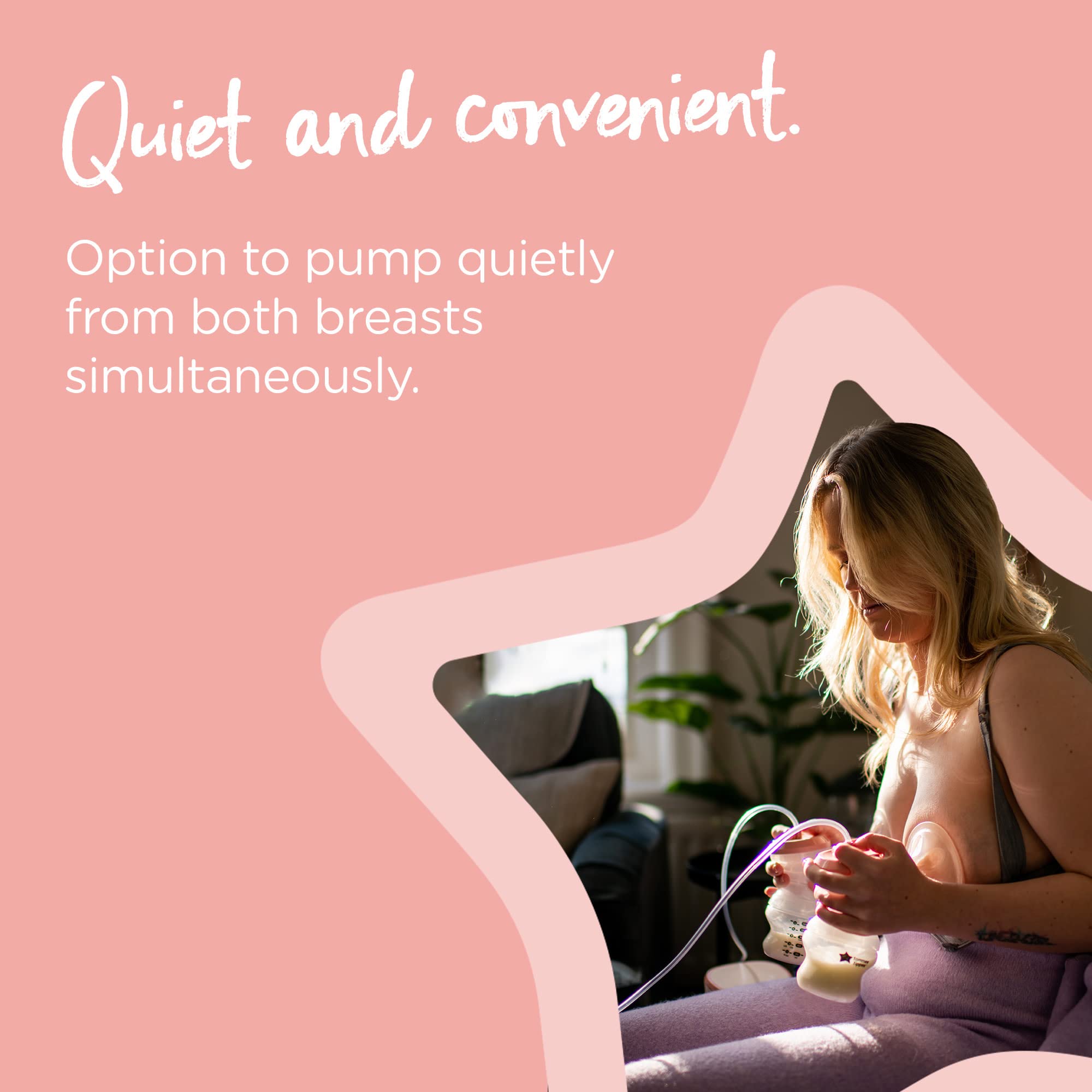 Tommee Tippee Made for Me Double Electric Breast Pump, Strong Suction, Soft Feel, USB Rechargeable, Quiet, Portable, Express Modes, Baby Bottles Included