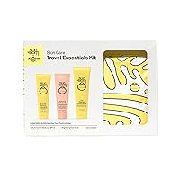 Skin Care Travel Essentials Kit | Cleanse, Brighten, Moisturize, Protect with Daily Cleanser, Brightening Face Scrub, and Daily Sunscreen Moisturizer | Includes Aloha Collection Travel Pouch