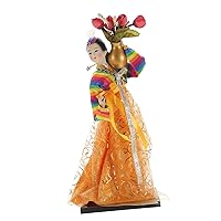ERINGOGO Handmade Doll Decor Korean Traditional Hanbok Figurine Gift Handicraft Crafts Manual Figure, Yellow, 30X12.5CM