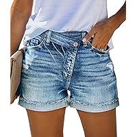 Angerella Women's Denim Shorts Mid Rise Ripped Jean Short