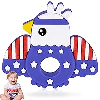 NPET Teething Toys for Babies 3-6 Months, 4th of July Eagle Red White & Blue Baby Teethers Gums Massagers Baby Chew Toys 6-12 Months Soft Sillicone Baby Teether Toy 4th of July Gifts Boys & Girls