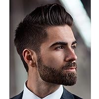 Toupee for Man 0.04cm Ultra Thin Skin PU Men's Hairpiece European Virgin Human Hair Replacement System Pieces 10x8inch 1B Off Black Color