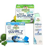 Scrubz & Swirlz Washing Machine and Dishwasher Cleaner Bundle Unscented - 1 Year Supply Plus Dishwasher Magnet Organizer