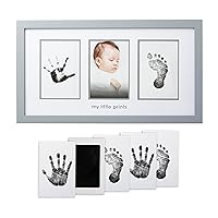 Newborn Babyprints Photo Frame Baby Handprint and Footprint Keepsake Kit, Gender-Neutral Nursery Décor, Baby Accessory for New and Expecting Parents, Gray