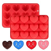Heart Chocolate Mold, 2 Pieces 12 Expressions Heart Candy Molds, Valentine's Day Heart Silicone Mold for Cake Cupcake Decorating