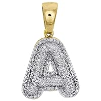 10K Yellow Gold Finish Round Cut Diamond Initial A Pendant 1.20