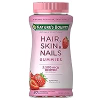 Nature's Bounty Vitamin Biotin Optimal Solutions Hair, Skin and Nails Gummies, 80 Count,.